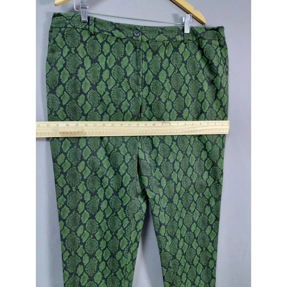 Michael Kors Green Black Snakeskin Print Tapered Pants Women Plus Size 16W
